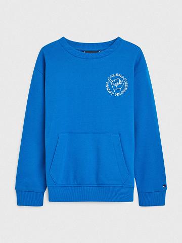 Fiú Tommy Hilfiger Aloha Pulóver Kék | HU 2212DFM
